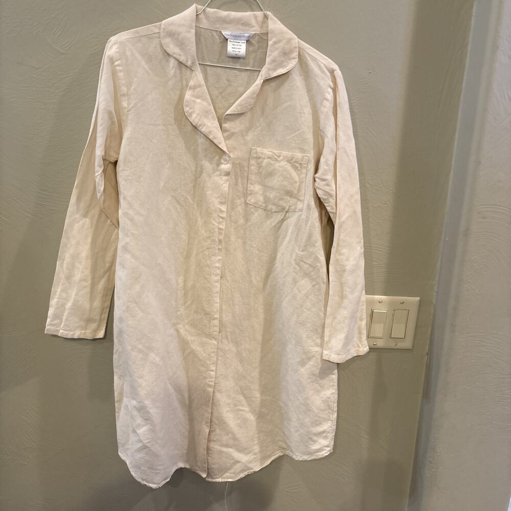 The Company Store Cream 100% Cotton Night Shirt Nightgown XSmall PJs Sleepwear